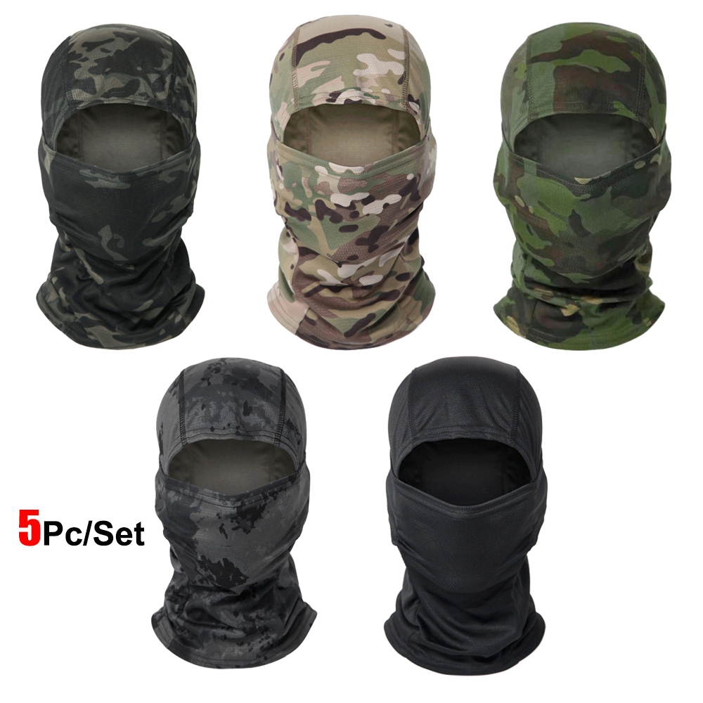 Wool Balaclava Knit - カモフラージュバラクラバ,多機能フェイスマスク,スカーフ,ヘッドスカーフ,オートバイ,自転車,スキー,ヘルメット裏地,帽子,サイクリング,5個のセット