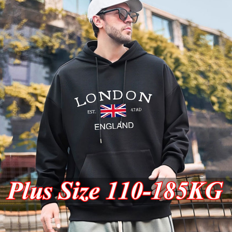 Winter Clothing London - ロンドンファッションプリントパーカー メンズ プラスサイズ 5XL 6XL 7XL