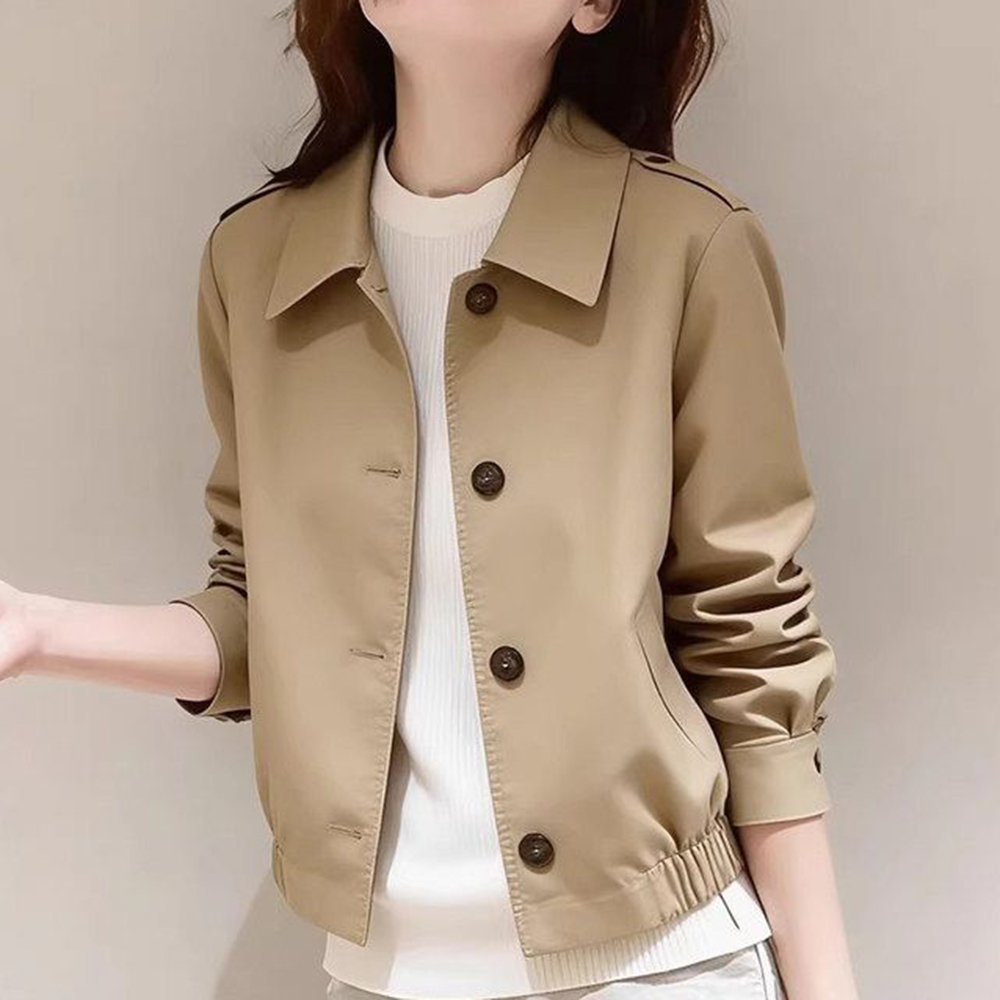 Winter Clothing Looks - 2026春の新作、香りの良い風が吹くような、とても美しい小さめのカーキ色のトレンチコート、女性用冬服2026