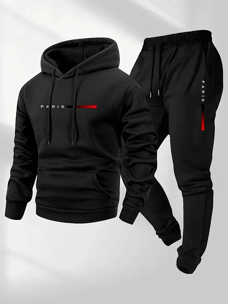 Winter Clothing For Men - デイリーカジュアルスポーツジョギングスーツ 無地スポーツウェア メンズ ホームアウトドア暖かい着用服 2026年新作 メンズセット