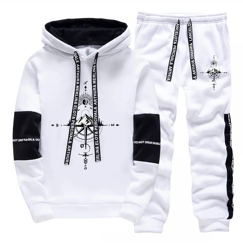 Winter Clothing For Men - 秋冬新作メンズトラックスーツ ファッションカジュアル フード付きスウェットシャツ アウトドアスポーツジョギングウェア デイリーシングル フーディーパンツ