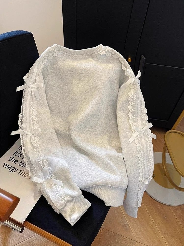 Winter Clothing Essentials For Women - ラウンドネックパールレディーススウェットシャツ 2025 トレンド韓国服カジュアルスポーツスウェットシャツ安いエモエッセンシャル女性プルオーバートップ