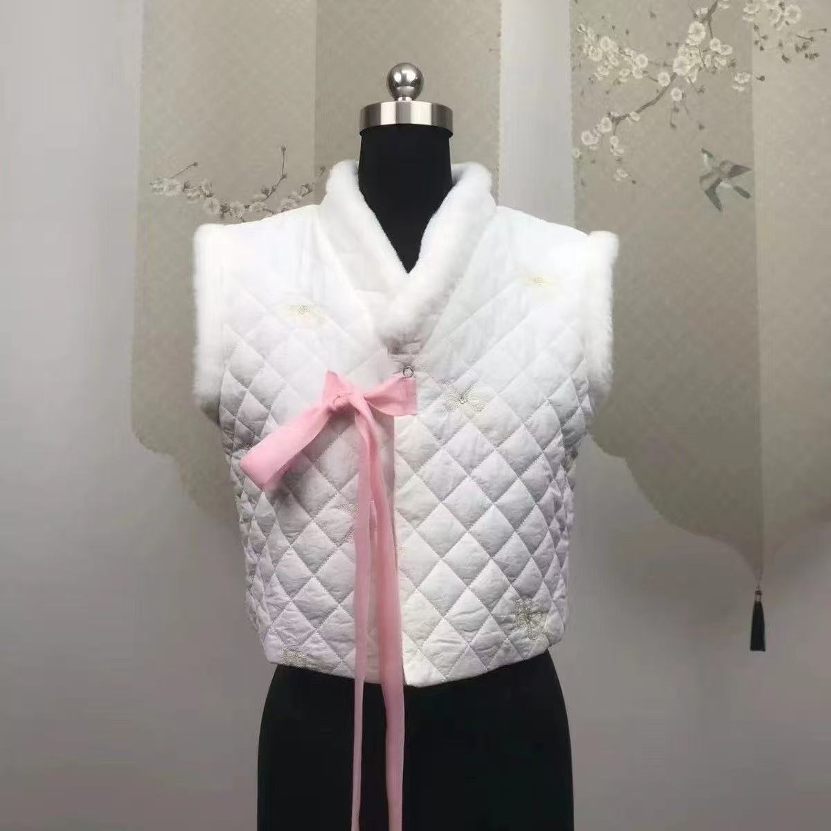 Winter Clothing Looks - 冬の韓服ベスト女性の伝統的な韓国服ハイエンドヴィンテージノースリーブトップス新年パーティーベストコートスリムに見える