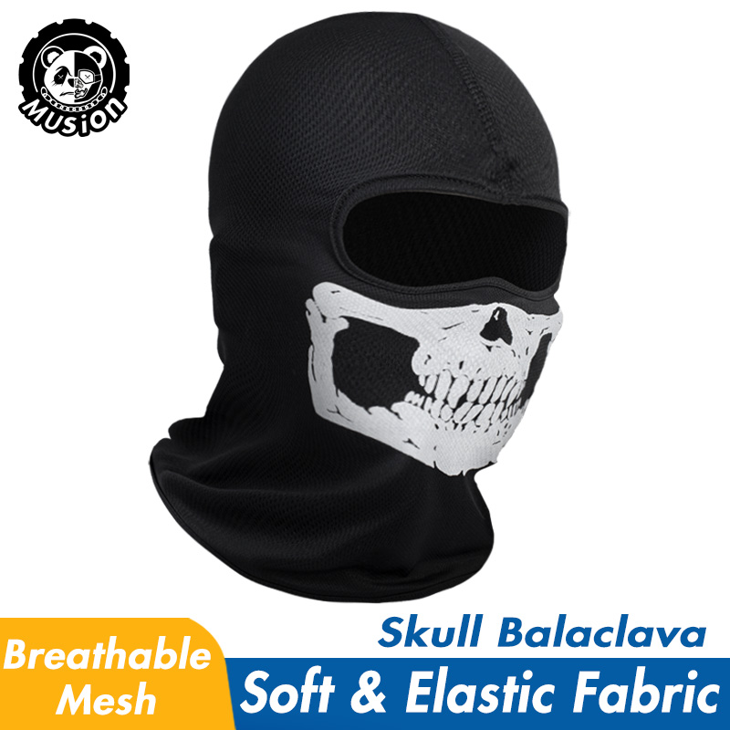 Wool Balaclava Knit - Musion-黒い幽霊のバラクラバ、コスプレ、オートバイ、サイクリング、アウトドア、スケートボード、ハイキング、スキー用のフルフェイスマスク