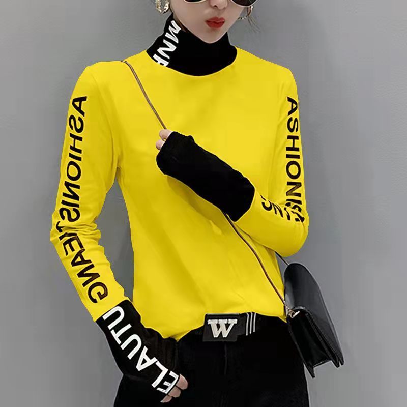 プリント入りレディース用暖かい黄色のトップス、2025年ター - Winter Clothing Offer のレビューと価格
