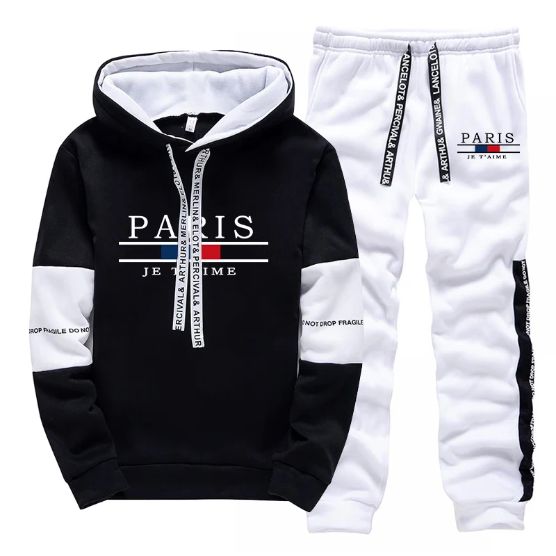 ホットセール メンズトラックスーツ プリントカジュアル フー - Winter Clothing For Men のレビューと価格
