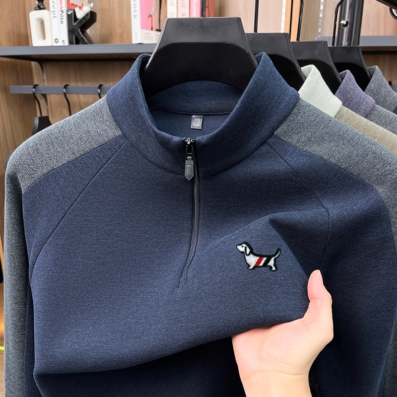 メンズモックネッククォータージッププリントTシャツ 秋冬カラ - Winter Clothing For Men のレビューと価格