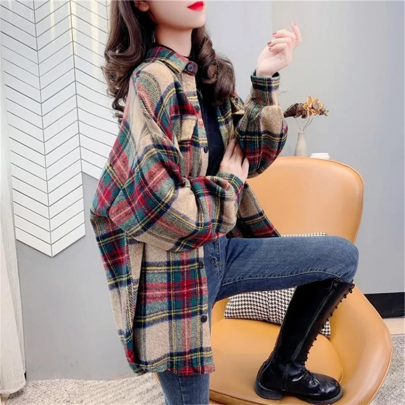 女性用長袖チェックジャケット,カジュアルで豪華なコート,ヴィ - Winter Clothing Offer のレビューと価格