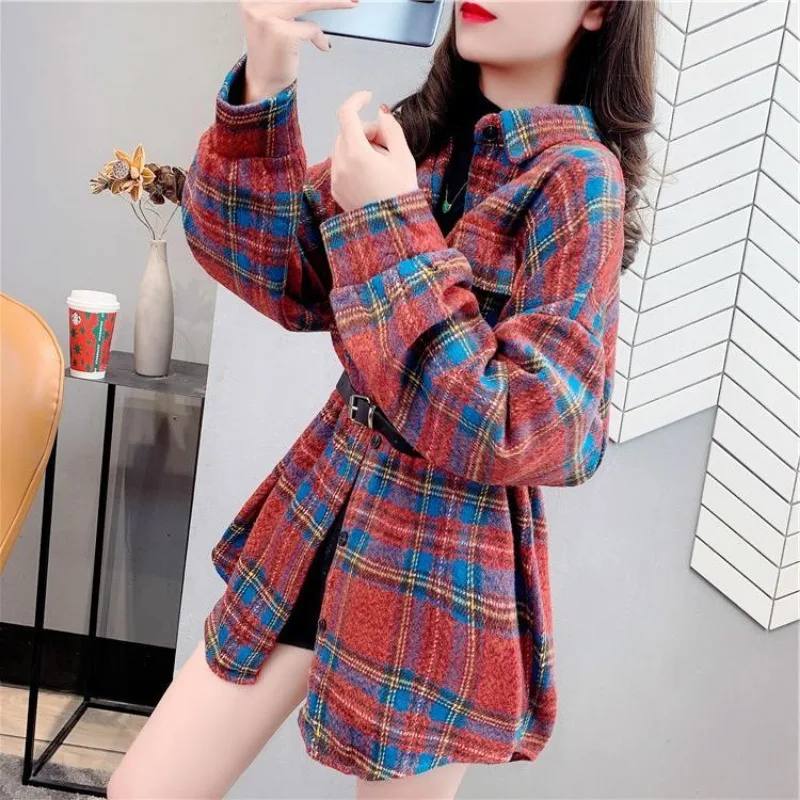 女性用長袖チェックジャケット,カジュアルで豪華なコート,ヴィ - Winter Clothing Offer のレビューと価格