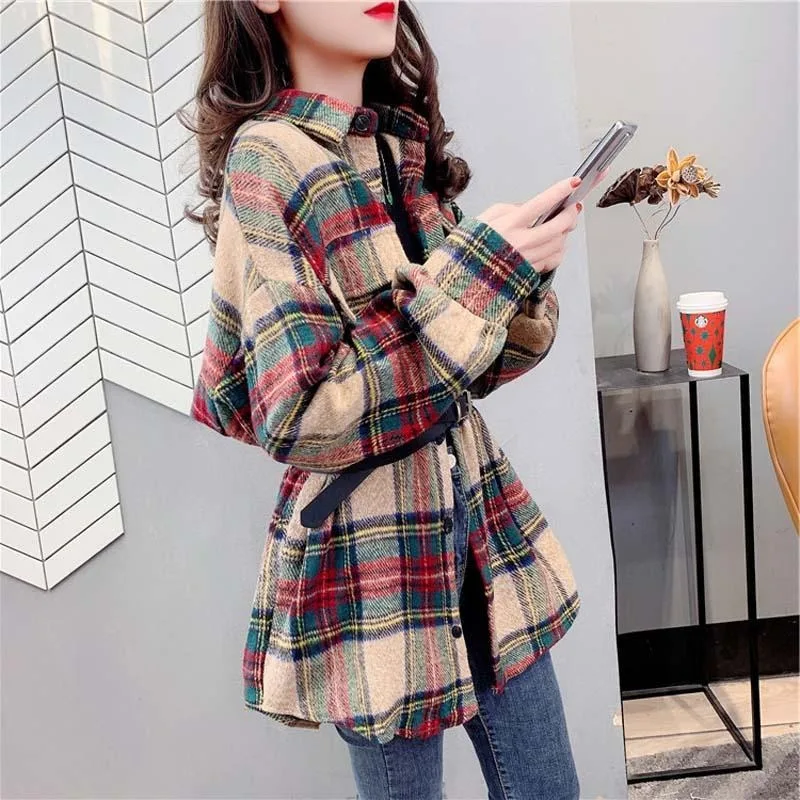 女性用長袖チェックジャケット,カジュアルで豪華なコート,ヴィ - Winter Clothing Offer のレビューと価格