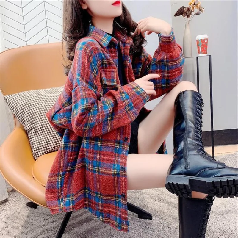 女性用長袖チェックジャケット,カジュアルで豪華なコート,ヴィ - Winter Clothing Offer のレビューと価格