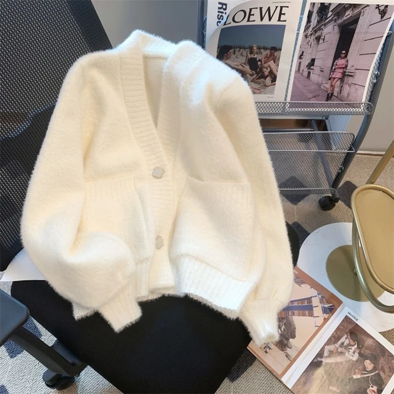 レディースセーターカーディガン ホワイト Vネック ニットト - Winter Clothing Offer のレビューと価格