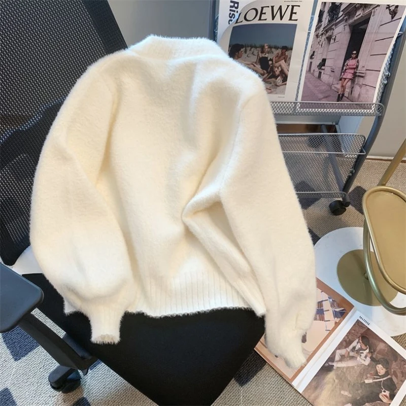 レディースセーターカーディガン ホワイト Vネック ニットト - Winter Clothing Offer のレビューと価格