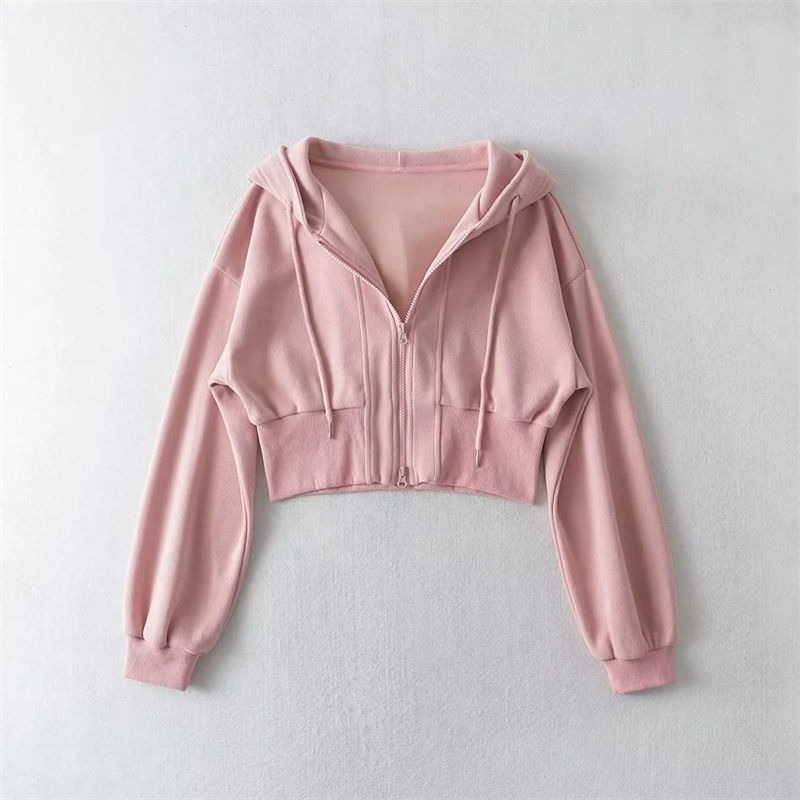フルジップアップ女性のパーカースウェット無地韓国服美的 90 - Winter Clothing Essentials For Women のレビューと価格