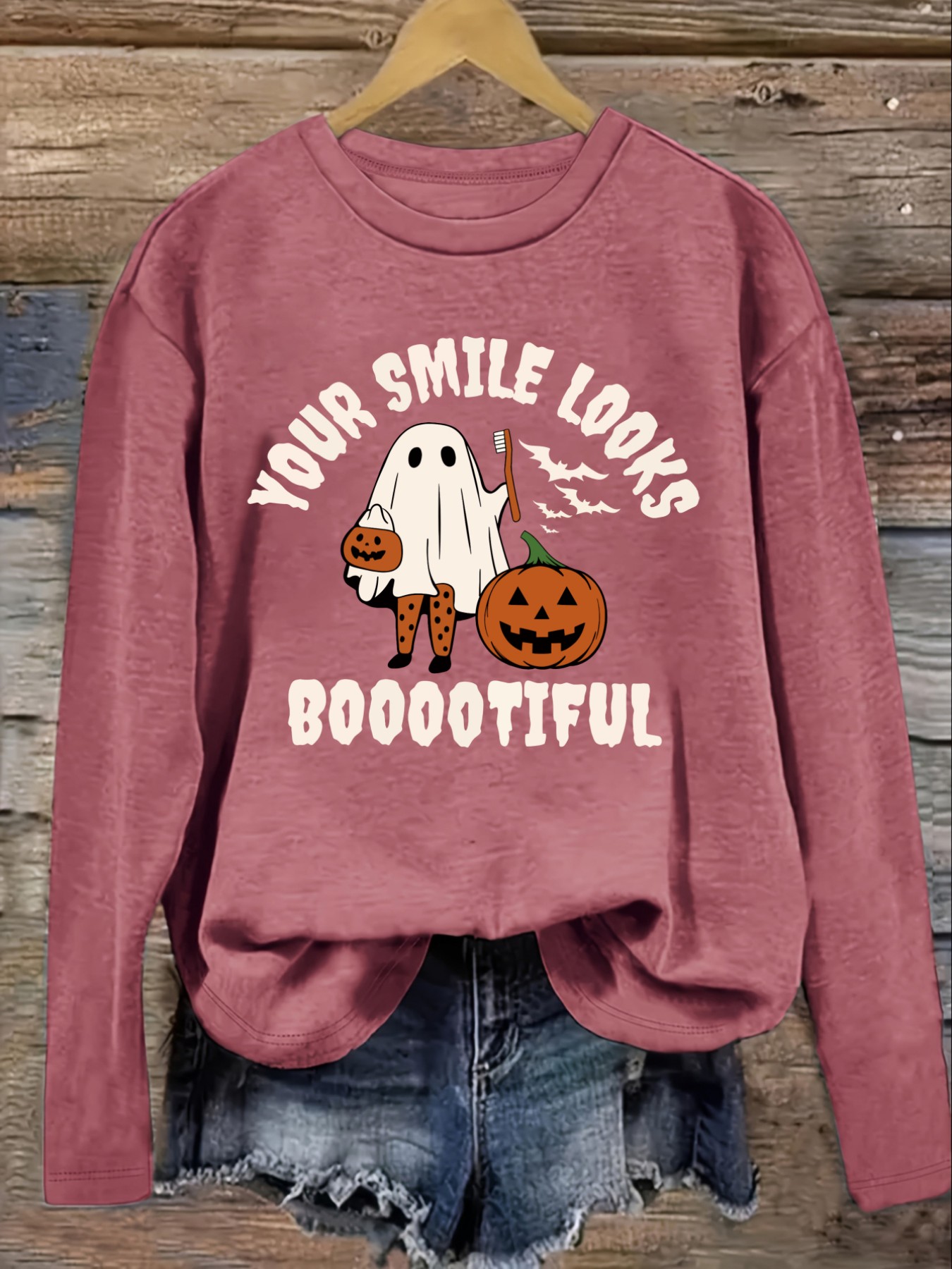 レディースカジュアル長袖クルーネックTシャツ、あなたの笑顔が - Winter Clothing Looks のレビューと価格