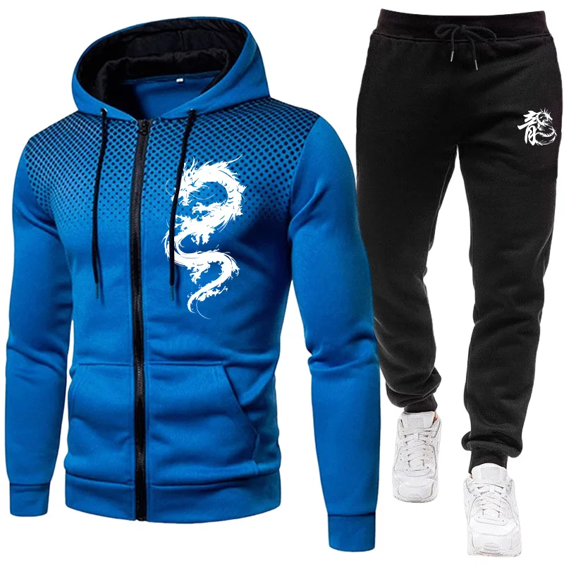 メンズパリドラゴン柄ファッションプリントセットアップ ツーピ - Winter Clothing For Men のレビューと価格