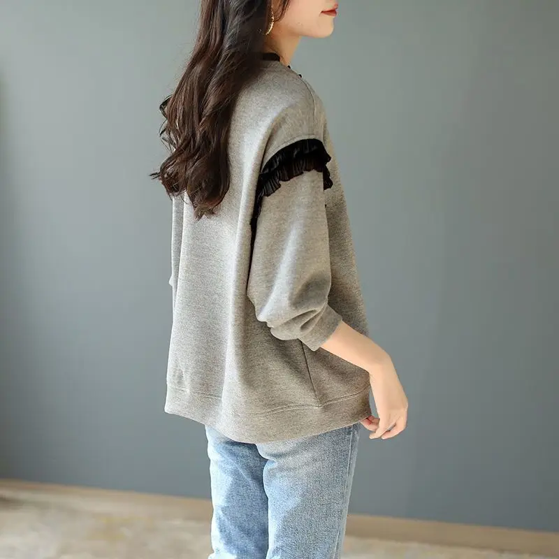 ルーズグレー女性プルオーバートップス韓国服必須ドロップシッピ - Winter Clothing Essentials For Women のレビューと価格