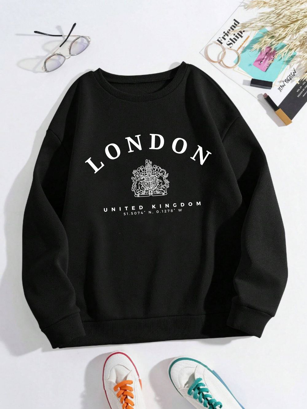 ロンドン英国ロイヤルバッジプリント女性プルオーバーソフトヒッ - Winter Clothing London のレビューと価格