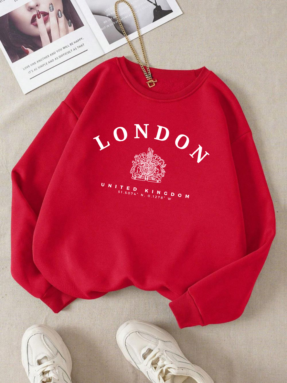 ロンドン英国ロイヤルバッジプリント女性プルオーバーソフトヒッ - Winter Clothing London のレビューと価格