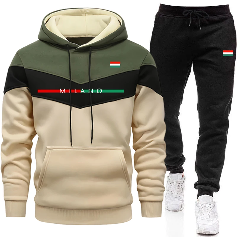高品質のトラックスーツ男性用カジュアルトリカラースプライスス - Winter Clothing For Men のレビューと価格