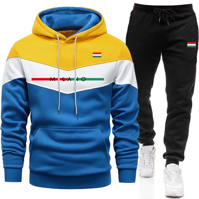 高品質のトラックスーツ男性用カジュアルトリカラースプライスス - Winter Clothing For Men のレビューと価格